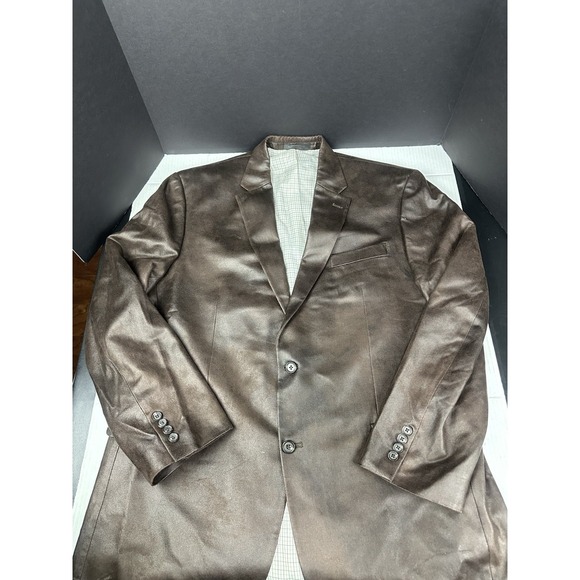 Lauren‎ Ralph Lauren Blazer Mens 44L Brown Faux Leather Classic Lined